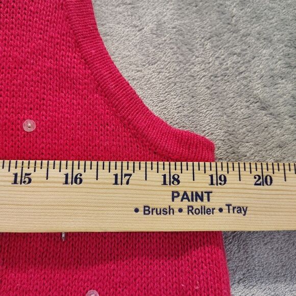 Carly St.Claire Woman Sweater Vest Red XL Full Zip Snowman Embroidered Beaded - Picture 3 of 12